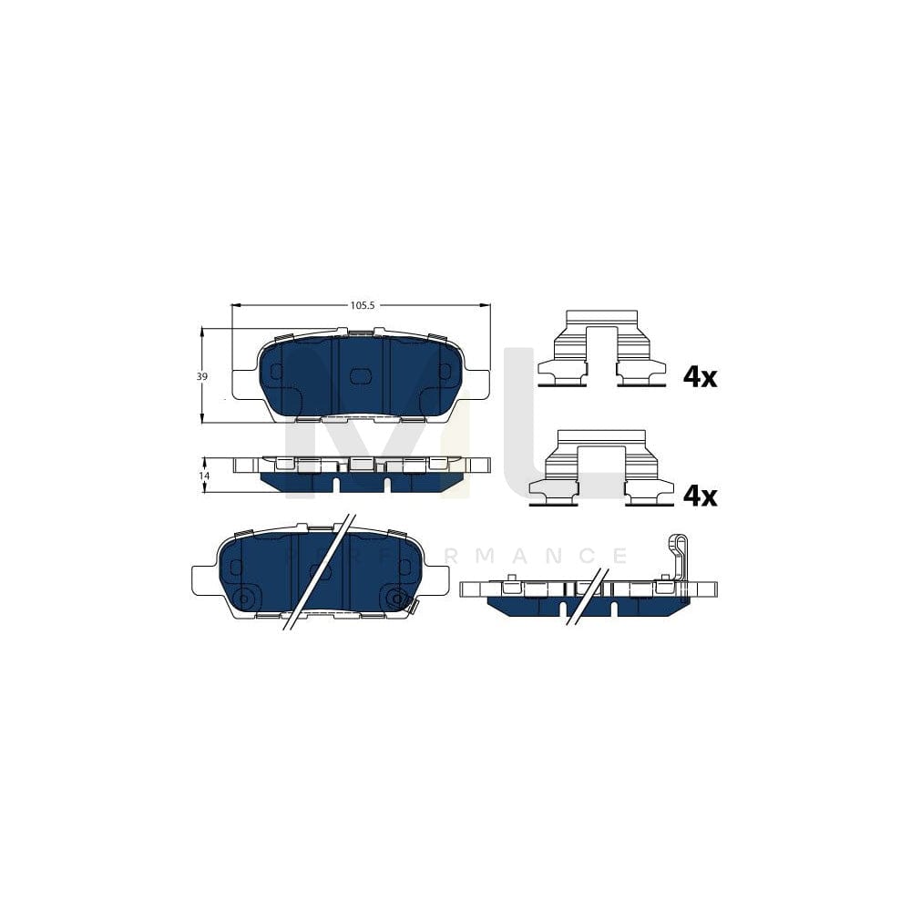 TRW Gdb3508Bte Brake Pad Set With Acoustic Wear Warning, With Accessories | Performance Parts Direct Car Parts