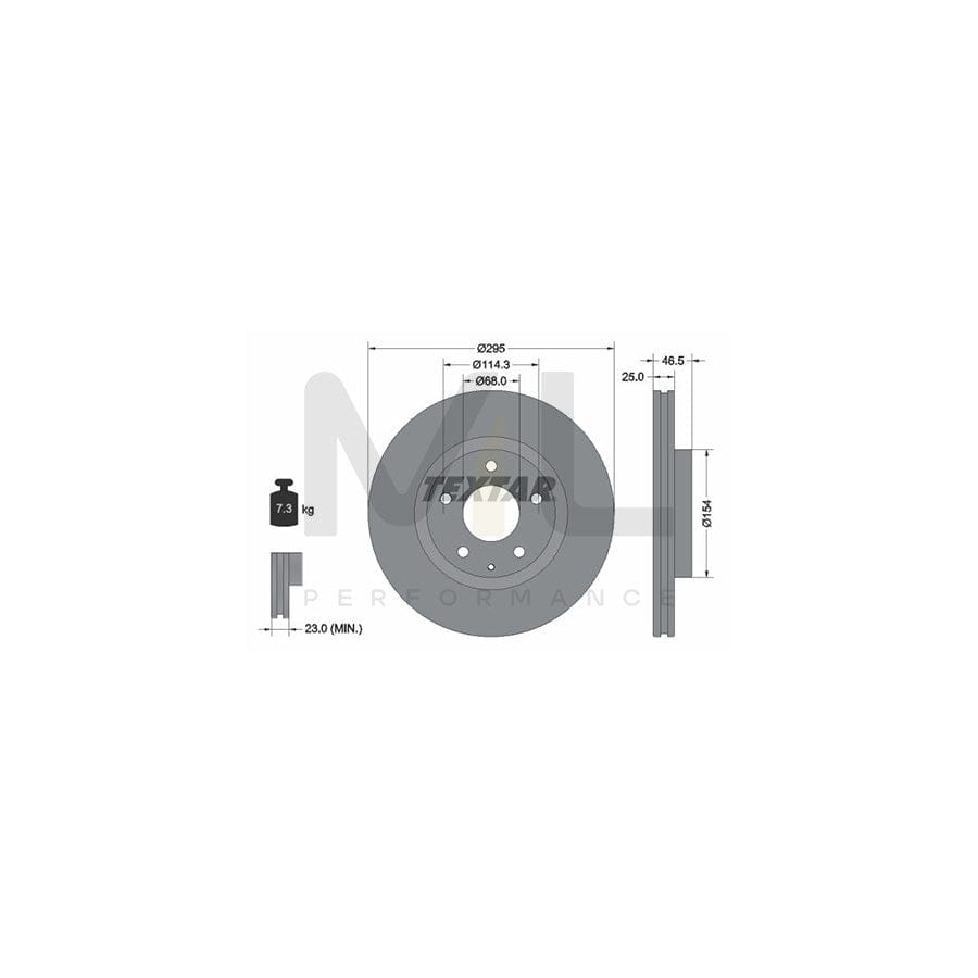 TEXTAR 92326203 Brake Disc for MAZDA CX-30 (DM) Internally Vented, Coated, without wheel hub, without wheel studs | Performance Parts Direct Car Parts