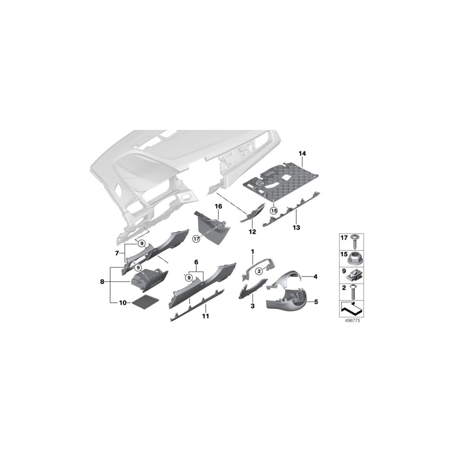 Genuine BMW 51456843858 F45 F48 Trim Panel, Steering Column, Top (Inc. X1 20d, X2 16d & X2 25dX)