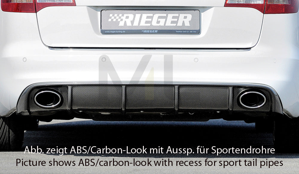 Rieger 00088044 Audi 4F A6 Rear Diffuser for Original Tailpipe Left & RIght - Glossy Black