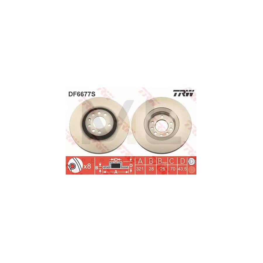 TRW DF6677S Brake Disc Vented, Painted | Performance Parts Direct Car Parts