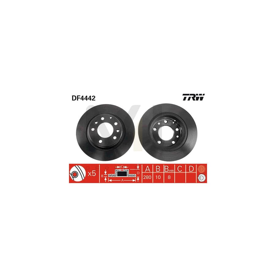 TRW DF4442 Brake Disc Solid, Painted | Performance Parts Direct Car Parts