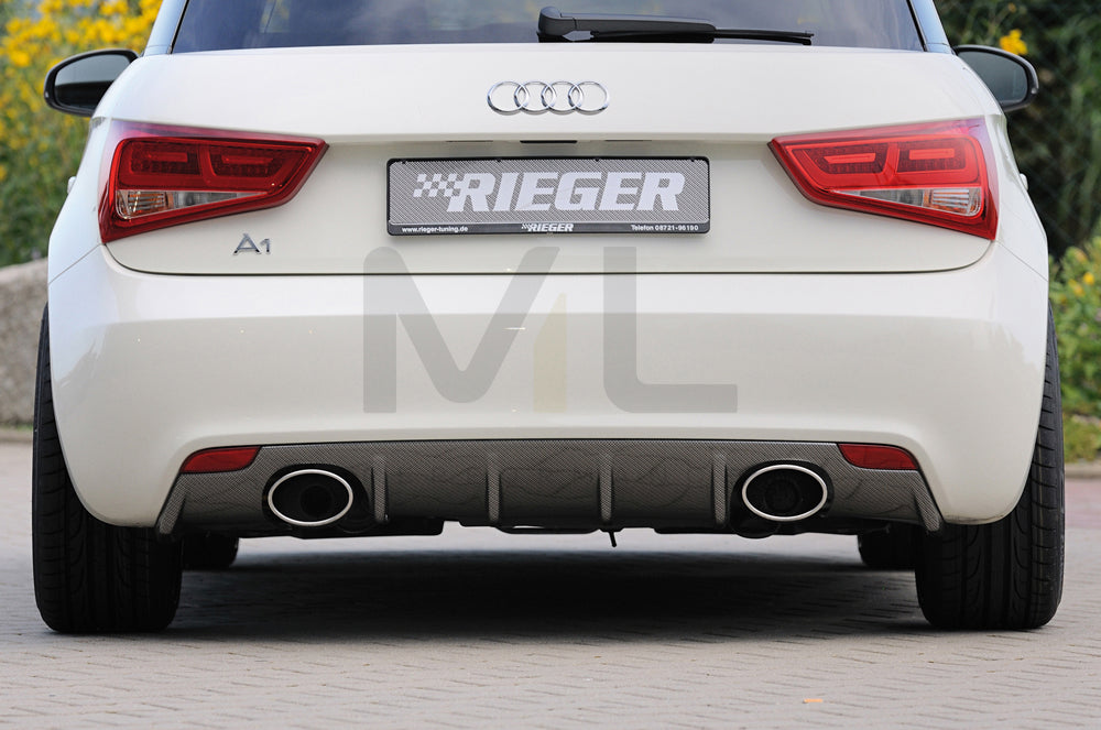 Rieger 00099878 Audi 8X A1 Rear Diffuser for Sport Tailpipe Left & Right - Carbon-Look