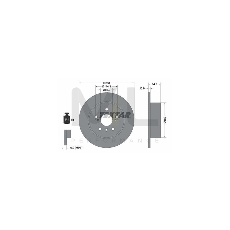 TEXTAR 92117000 Brake Disc Solid, without wheel hub, without wheel studs | Performance Parts Direct Car Parts