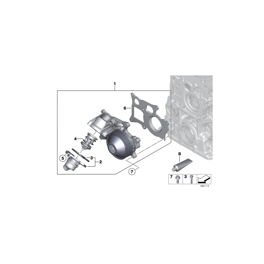 Genuine BMW 11518478476 F32 F33 F25 Water Pump (Inc. 520d ed, 320d & 125d) |