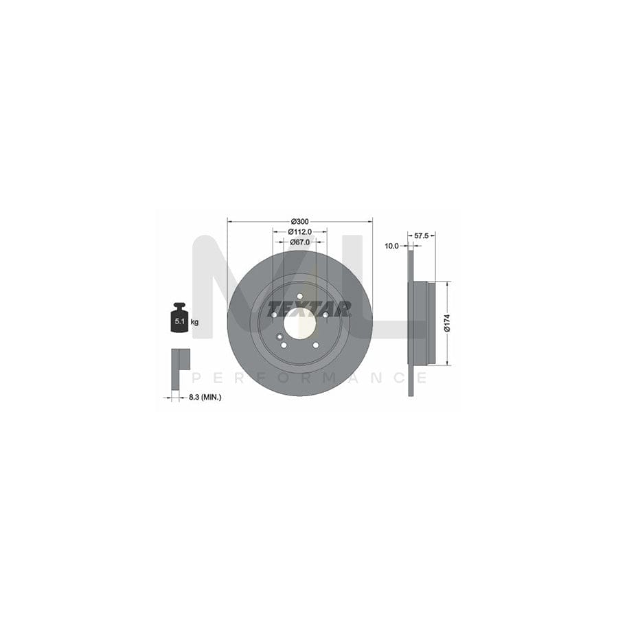 TEXTAR 92163300 Brake Disc Solid, without wheel hub, without wheel studs | Performance Parts Direct Car Parts