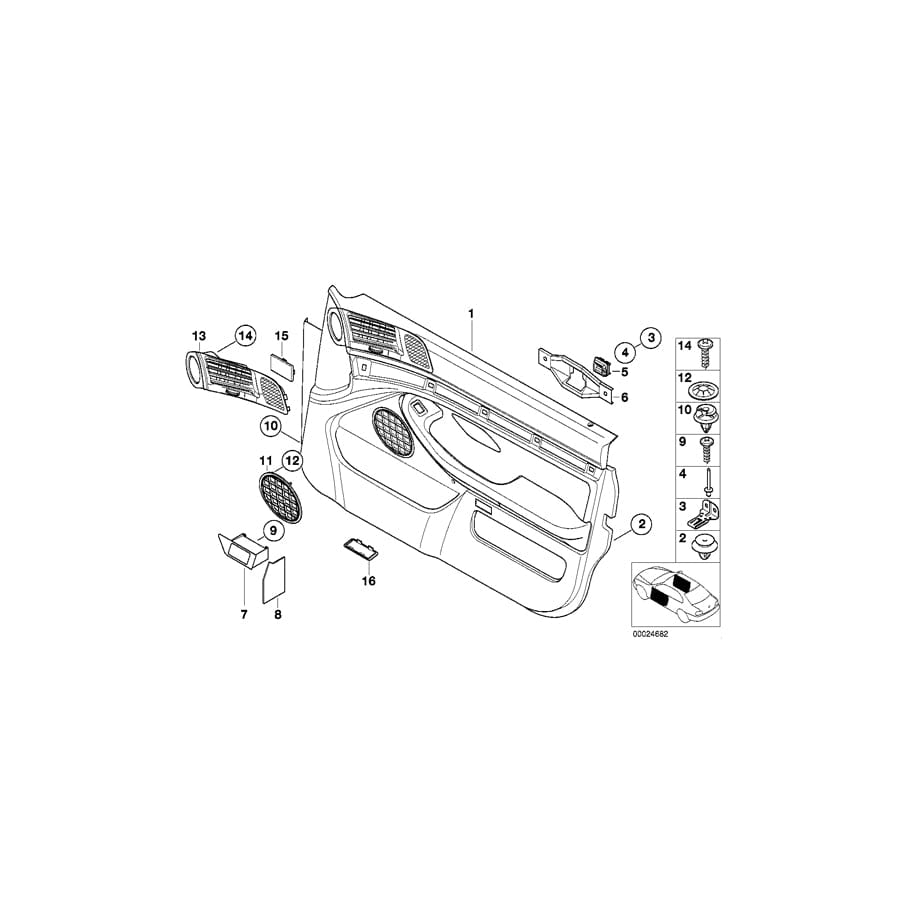 Genuine BMW 51417140293 E39 Door Trim Panel, Front Left GRAU (Inc. 530i, 530d & 535i)