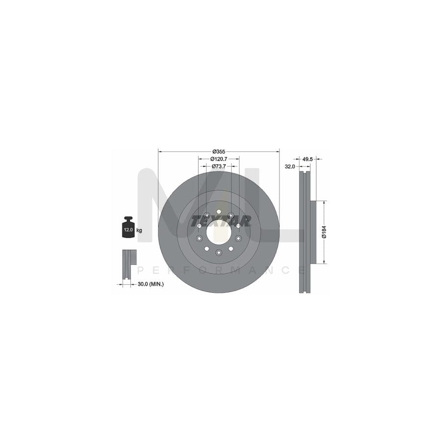 TEXTAR PRO 92234603 Brake Disc Internally Vented, Coated, without wheel hub, without wheel studs | Performance Parts Direct Car Parts