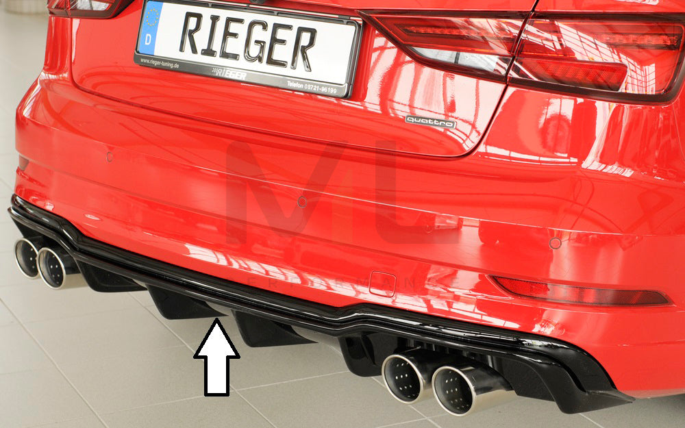 Rieger 00088186 Audi 8V A3 Rear Diffuser for Sport Tailpipe Left & Right - Glossy Black
