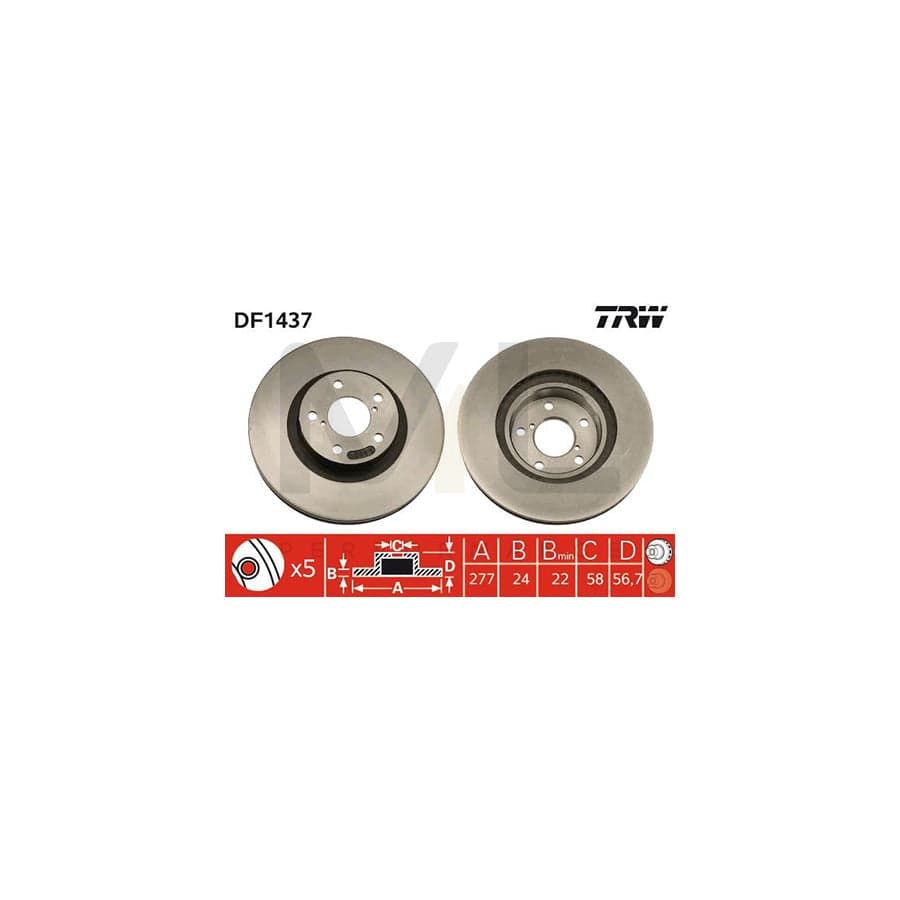 TRW DF1437 Brake Disc Vented, Painted | Performance Parts Direct Car Parts