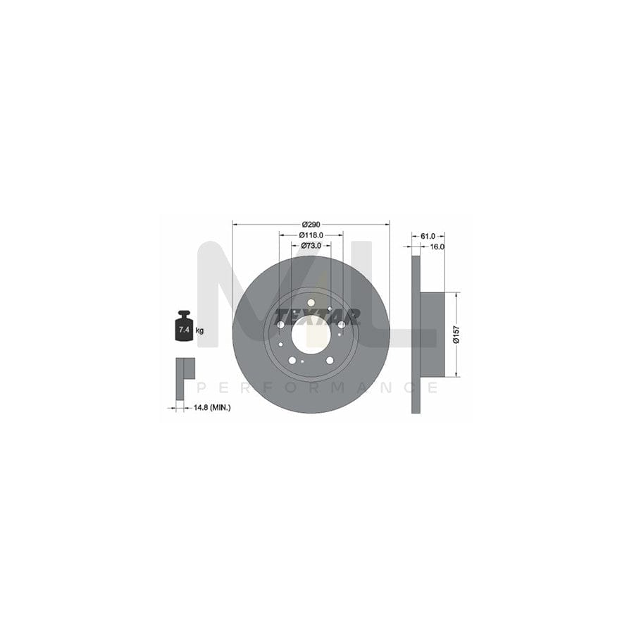 TEXTAR 92042900 Brake Disc Solid, without wheel hub, without wheel studs | Performance Parts Direct Car Parts