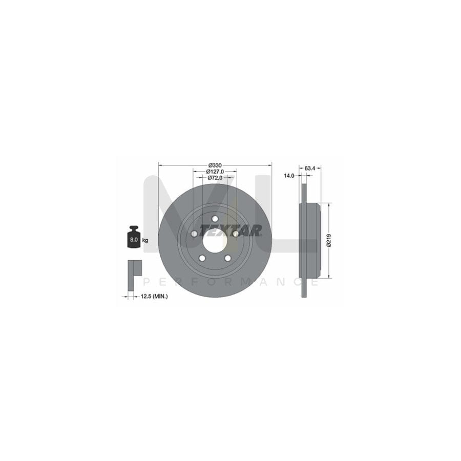 TEXTAR PRO 92274703 Brake Disc Solid, Coated, without wheel hub, without wheel studs | Performance Parts Direct Car Parts