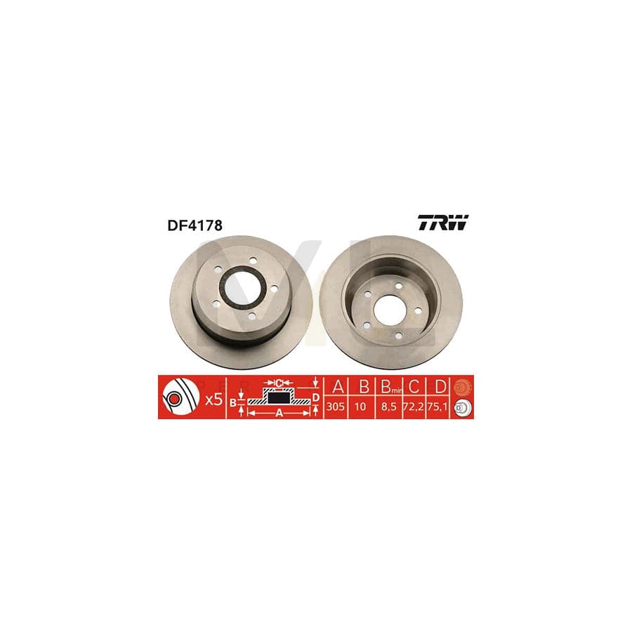 TRW DF4178 Brake Disc Solid, Painted | Performance Parts Direct Car Parts