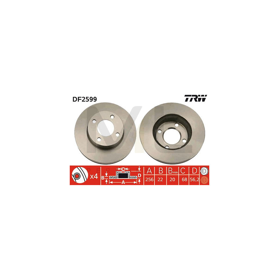TRW DF2599 Brake Disc Vented | Performance Parts Direct Car Parts