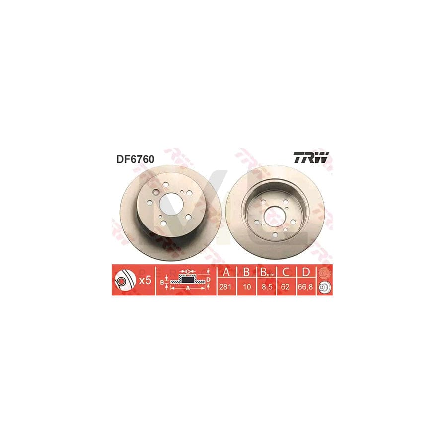 TRW DF6760 Brake Disc Solid, Painted | Performance Parts Direct Car Parts