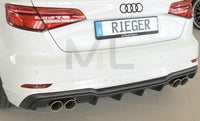 Rieger 00056822 Audi 8V A3 Rear Diffuser for Twin Tailpipe Left & Right -  Matte Black