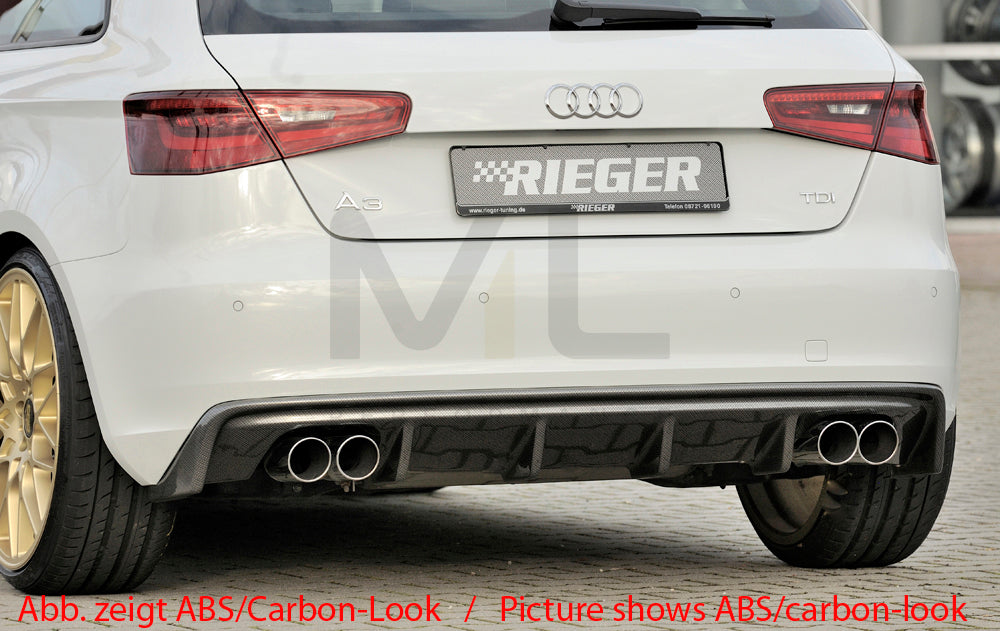 Rieger 00056787 Audi 8V A3 Rear Diffuser for Twin Tailpipe Left & Right -  Matte Black