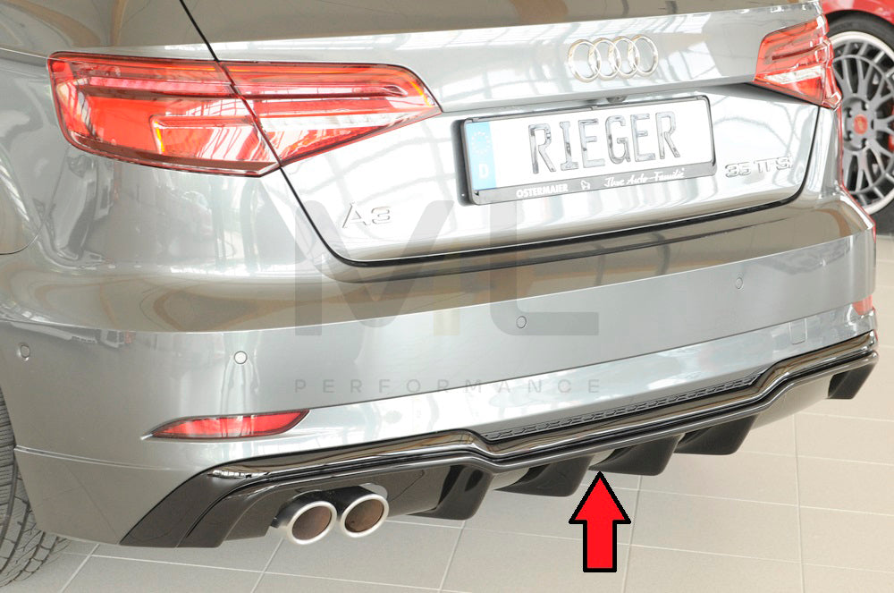 Rieger 00088180 Audi 8V A3 Rear Diffuser for Twin Tailpipe Left - Glossy Black