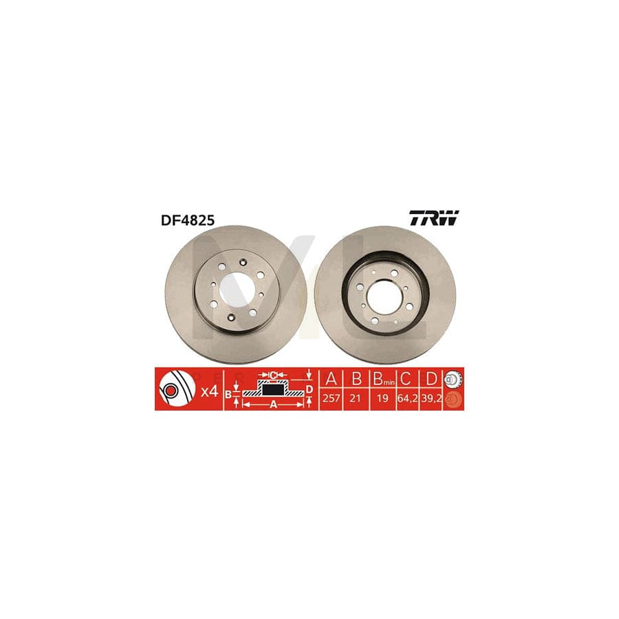 TRW DF4825 Brake Disc Vented, Painted | Performance Parts Direct Car Parts