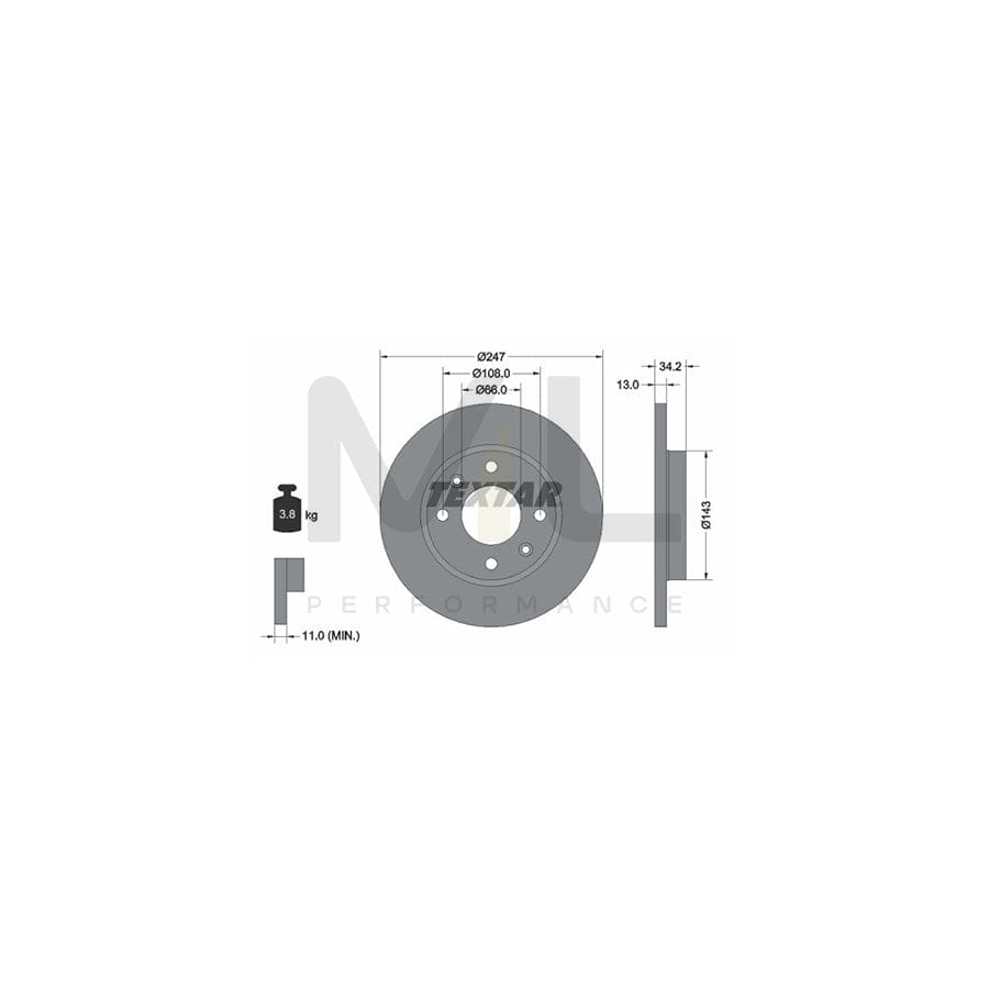 TEXTAR 92092800 Brake Disc Solid, without wheel hub, without wheel studs | Performance Parts Direct Car Parts