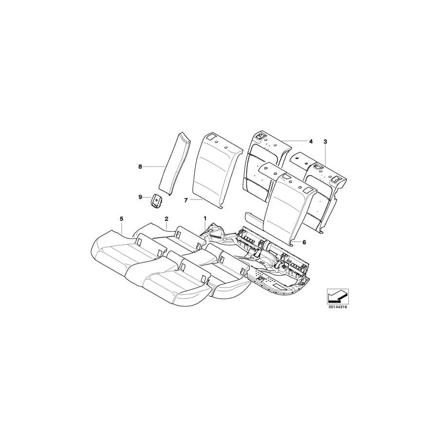 Genuine BMW 52207118816 E91 Foam Section, Backrest, Right (Inc. 330xd, 330xi & 318i)