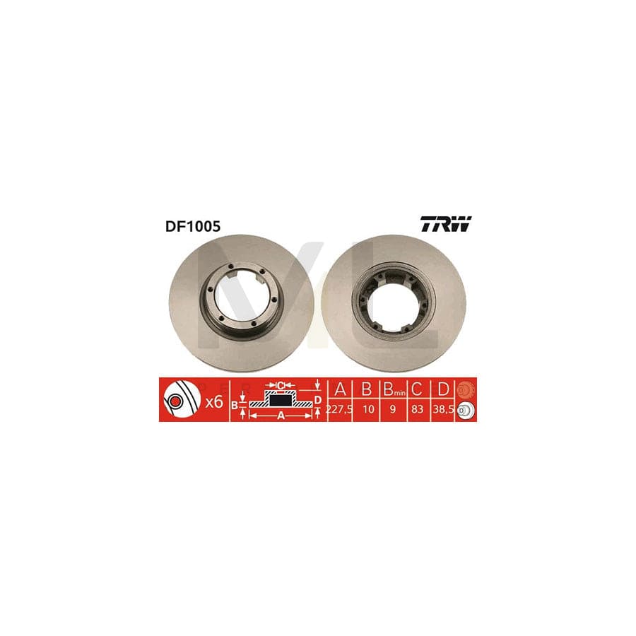 TRW DF1005 Brake Disc Solid, Painted | Performance Parts Direct Car Parts