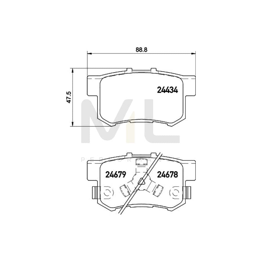 TEXTAR 2443401 Brake pad set for HONDA Accord VIII Saloon (CU) with acoustic wear warning