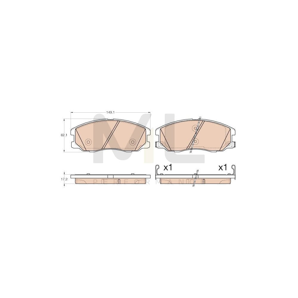 TRW Gdb1978 Brake Pad Set With Acoustic Wear Warning, With Accessories | Performance Parts Direct Car Parts