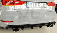 Rieger 00088159 Audi 8V Rear Diffuser for Sport Tailpipe Left & Right (A3 & S3) - Glossy Black