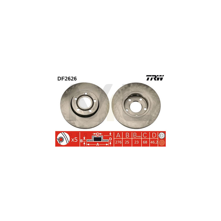 TRW DF2626 Brake Disc Vented | Performance Parts Direct Car Parts