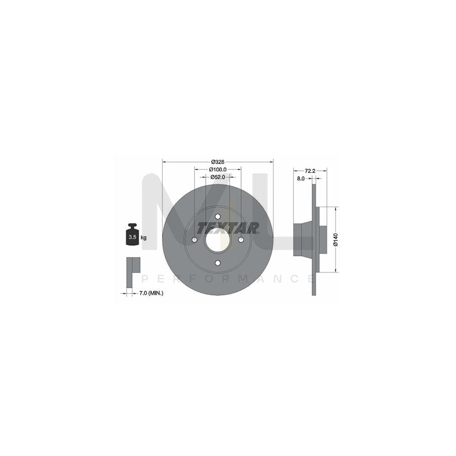 TEXTAR 92049200 Brake Disc Solid, without wheel hub, without wheel studs | Performance Parts Direct Car Parts