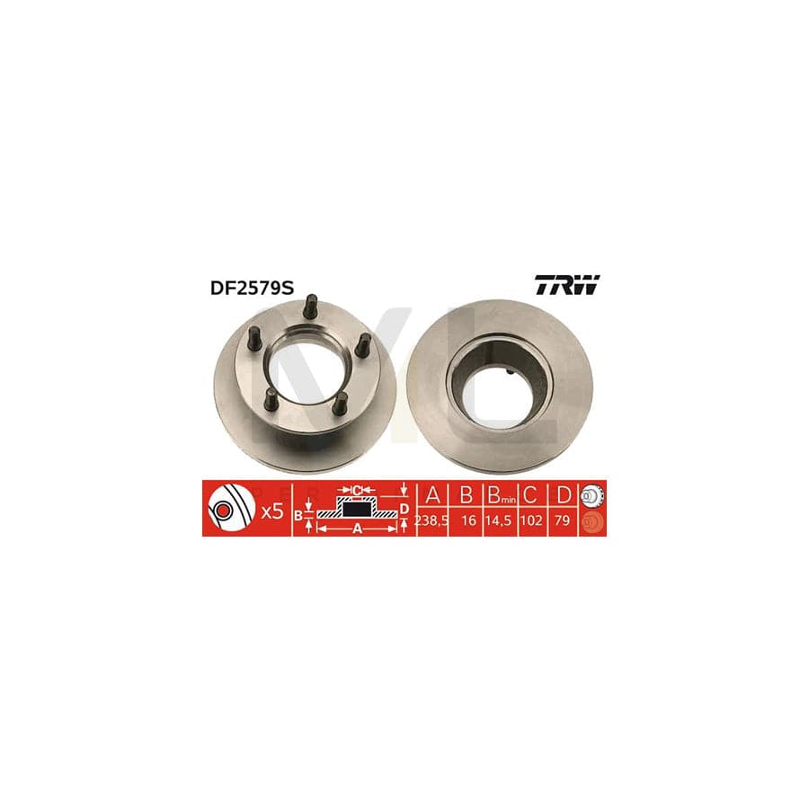 TRW DF2579S Brake Disc Solid, Painted | Performance Parts Direct Car Parts