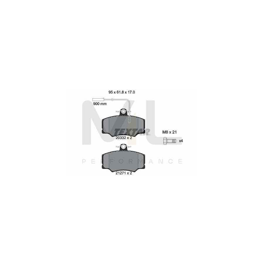 TEXTAR 2033201 Brake pad set for ALFA ROMEO 33 with integrated wear warning contact, with brake caliper screws
