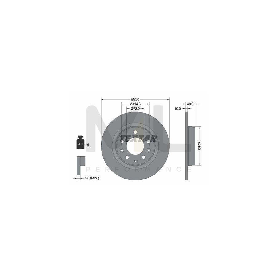 TEXTAR 92125600 Brake Disc Solid, without wheel hub, without wheel studs | Performance Parts Direct Car Parts