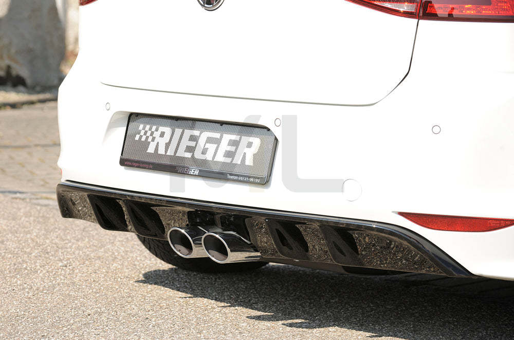 Rieger 00088093 VW Mk7 Golf Rear Diffuser for Twin Tailpipe Centre - Glossy Black