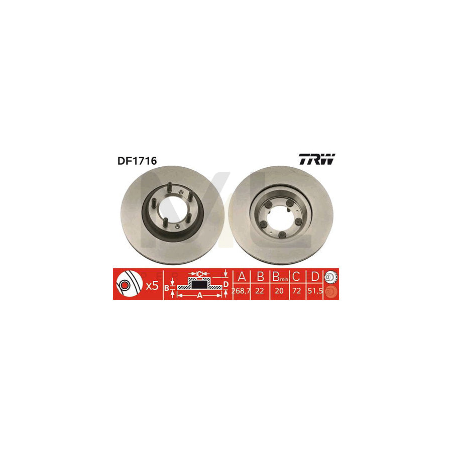 TRW DF1716 Brake Disc Vented | Performance Parts Direct Car Parts
