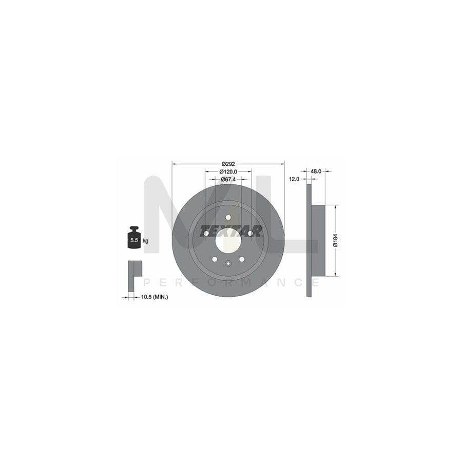 TEXTAR PRO 92222903 Brake Disc Solid, Coated, without wheel hub, without wheel studs | Performance Parts Direct Car Parts