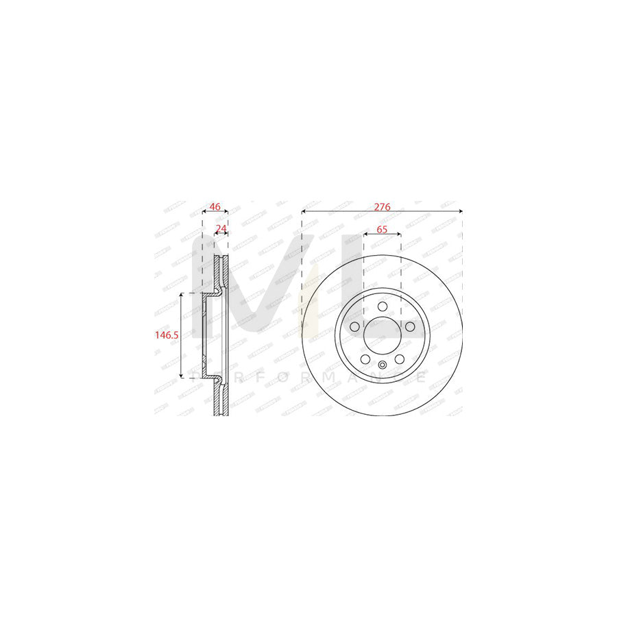 FERODO DDF2664C Brake Disc Vented, Coated | Performance Parts Direct Car Parts