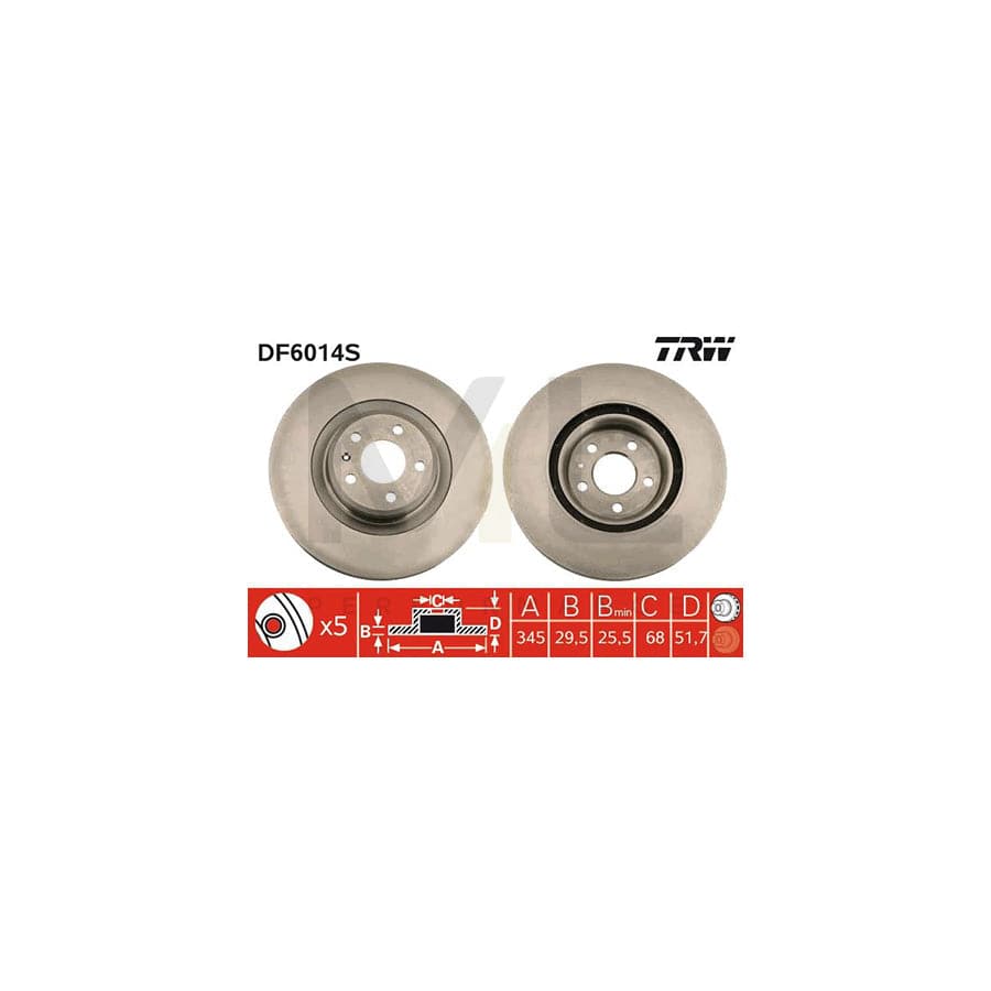 TRW DF6014S Brake Disc Vented | Performance Parts Direct Car Parts
