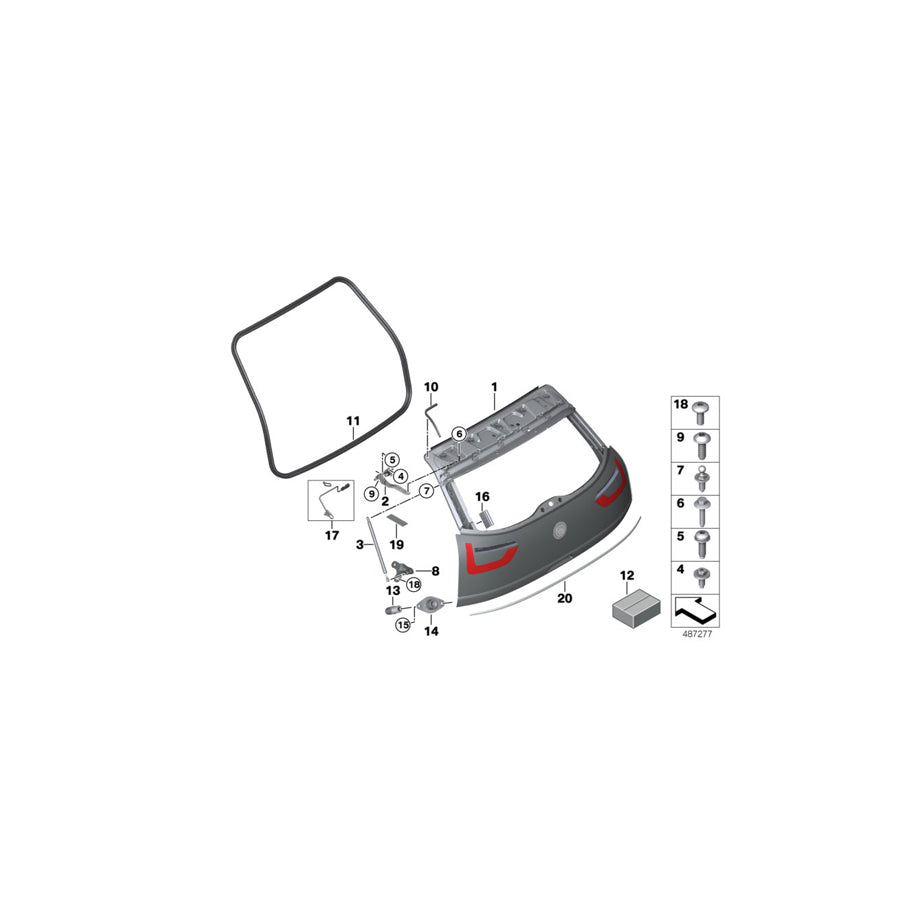 Genuine BMW 51007400989 Tailgate With Rear Window (Inc. i3s 120Ah Rex, i3 60Ah & i3s 94Ah) |