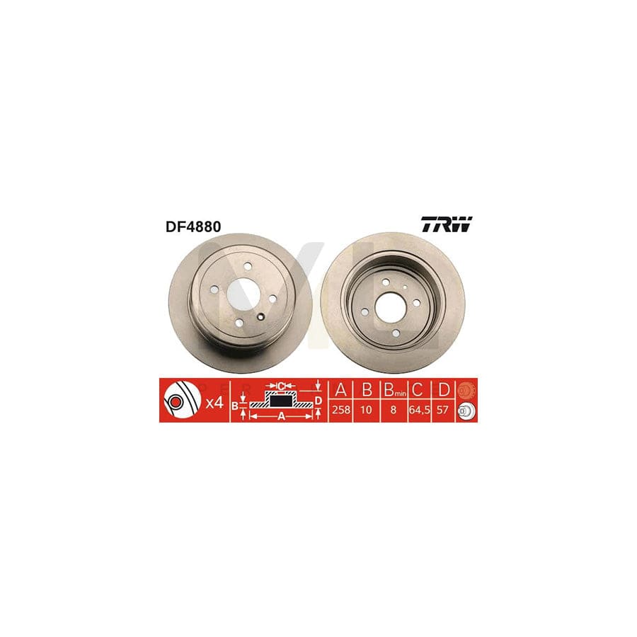TRW DF4880 Brake Disc Solid, Painted | Performance Parts Direct Car Parts
