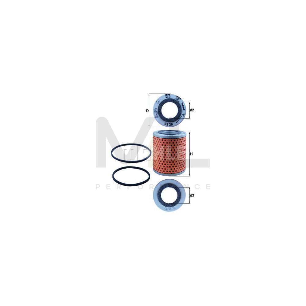 MAHLE ORIGINAL OX 20D Oil Filter Filter Insert | Performance Parts DirectCar Parts