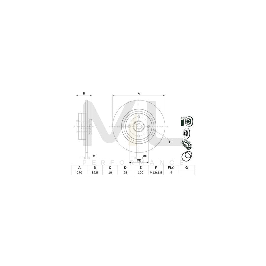 BOSCH 0 986 479 E71 Brake Disc Solid, Coated, with ABS sensor ring, with wheel bearing | Performance Parts Direct Car Parts