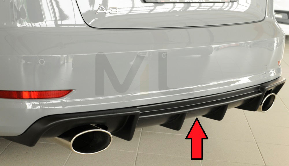 Rieger 00056809 Audi 8V Rear Diffuser for Sport Tailpipe Left & Right (A3 & S3) -  Matte Black