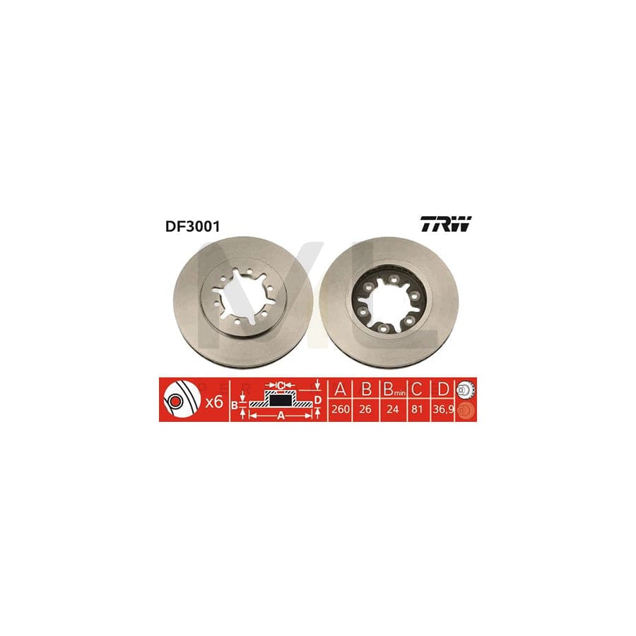 TRW DF3001 Brake Disc Vented, Painted | Performance Parts Direct Car Parts