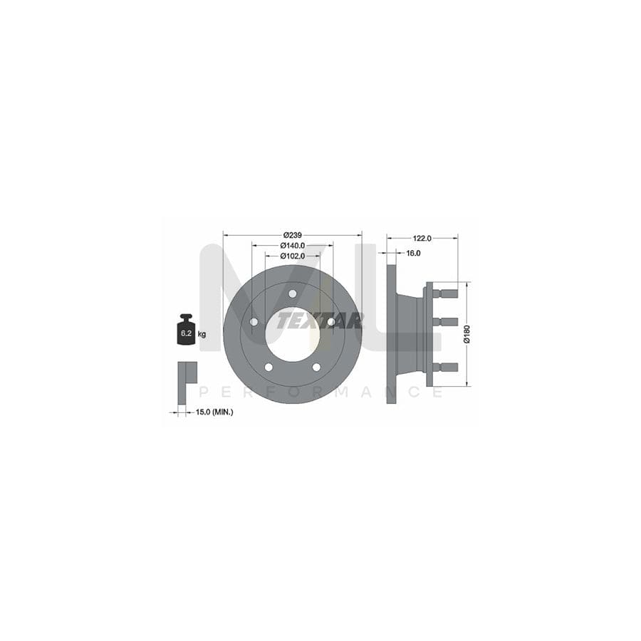 TEXTAR 92038900 Brake Disc Solid, with wheel studs, without wheel hub | Performance Parts Direct Car Parts