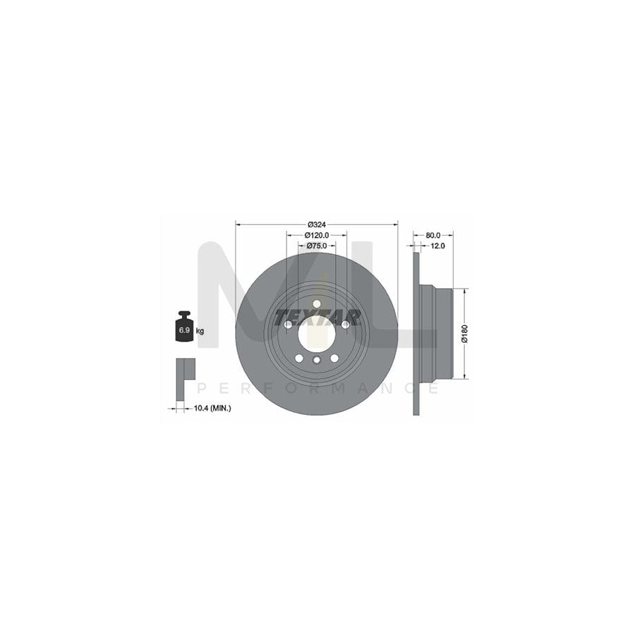 TEXTAR PRO 92107403 Brake Disc for BMW X5 (E53) Solid, Coated, without wheel hub, without wheel studs | Performance Parts Direct Car Parts
