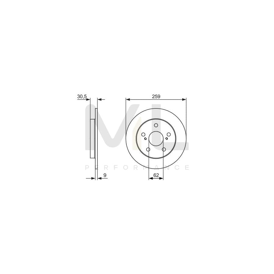 BOSCH 0 986 479 765 Brake Disc for TOYOTA Auris Hatchback (E15) Solid, Oiled | Performance Parts Direct Car Parts