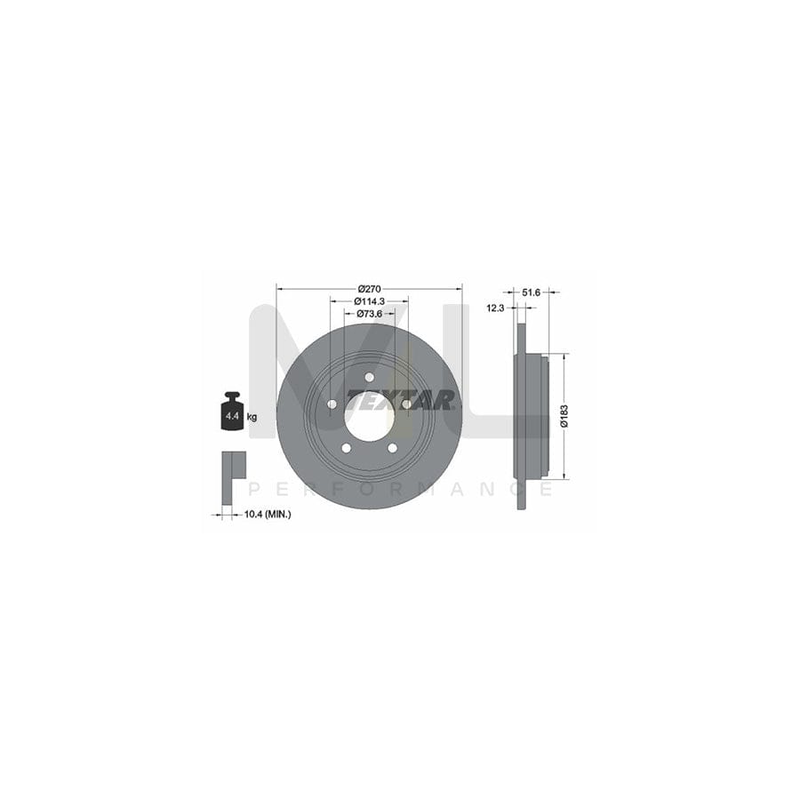 TEXTAR PRO 92271503 Brake Disc Solid, Coated, without wheel hub, without wheel studs | Performance Parts Direct Car Parts