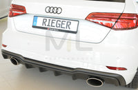 Rieger 00056823 Audi 8V Rear Diffuser for Sport Tailpipe Left & Right (A3 & S3) -  Matte Black